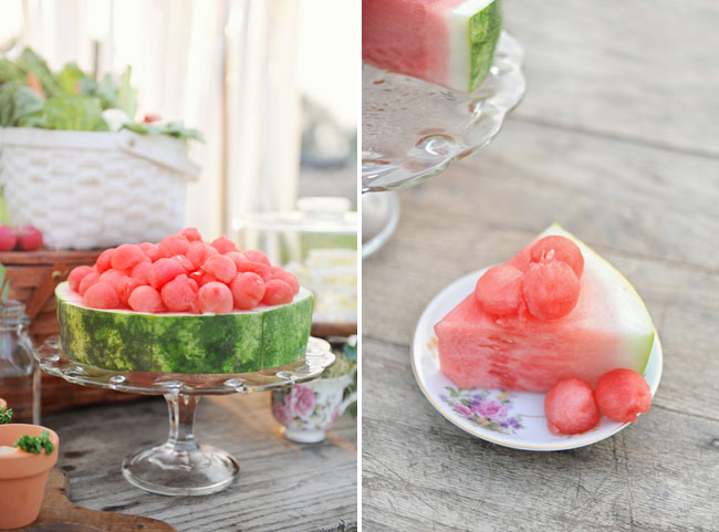 watermelon cake with watermelon balls