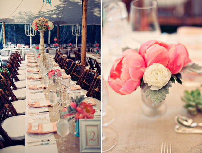 peony wedding flowers table
