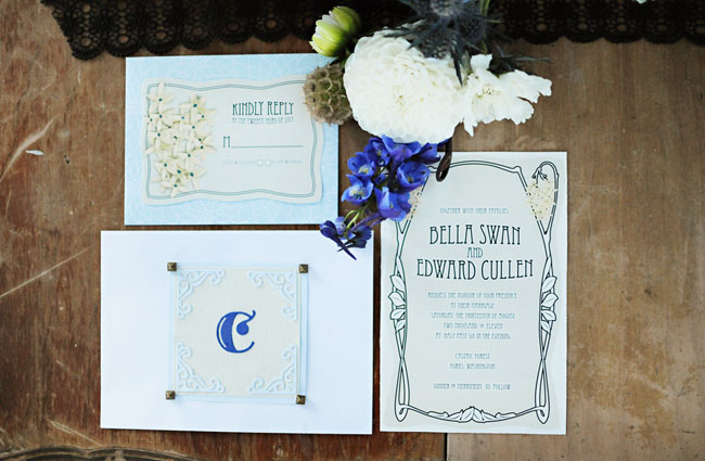 bella edward wedding invitations art deco