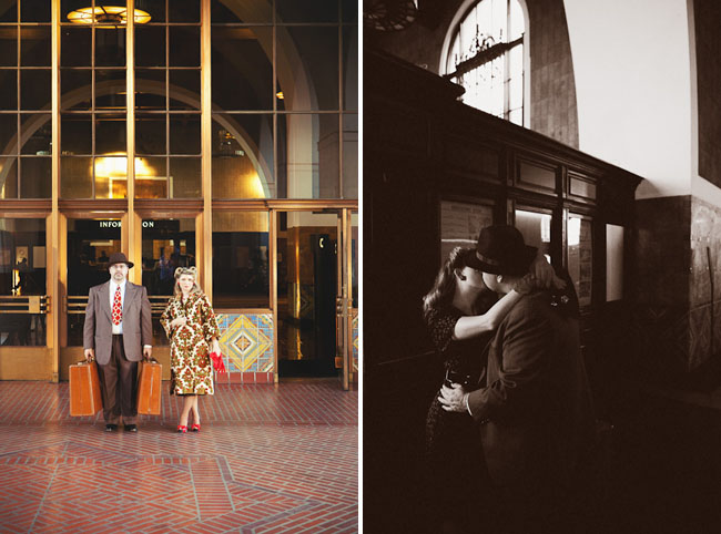 engagement photos at union station los angeles
