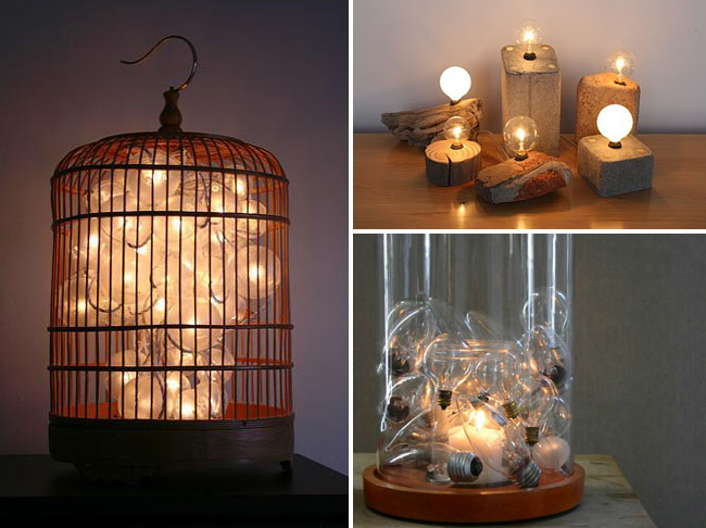 lightbulbs in birdcage