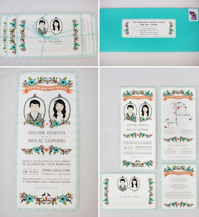 illustrated wedding invitations