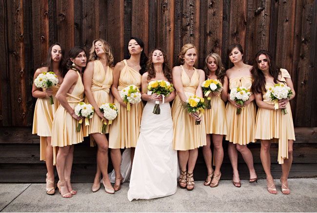 bridesmaids in yellow