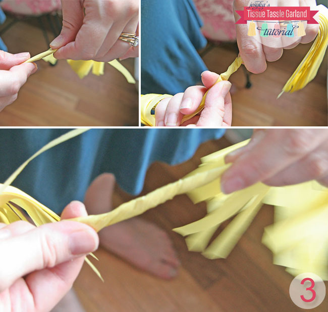 make your own tissue tassels step 3