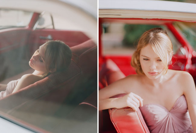 girl in vintage car