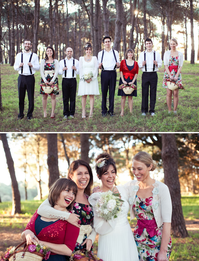 bridal party in woods
