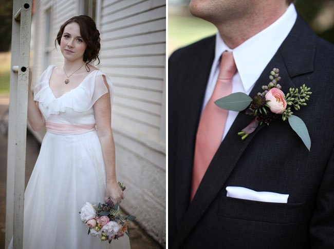 wedding dress with pink sash