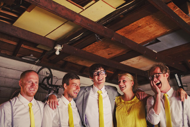 groom in yellow tie