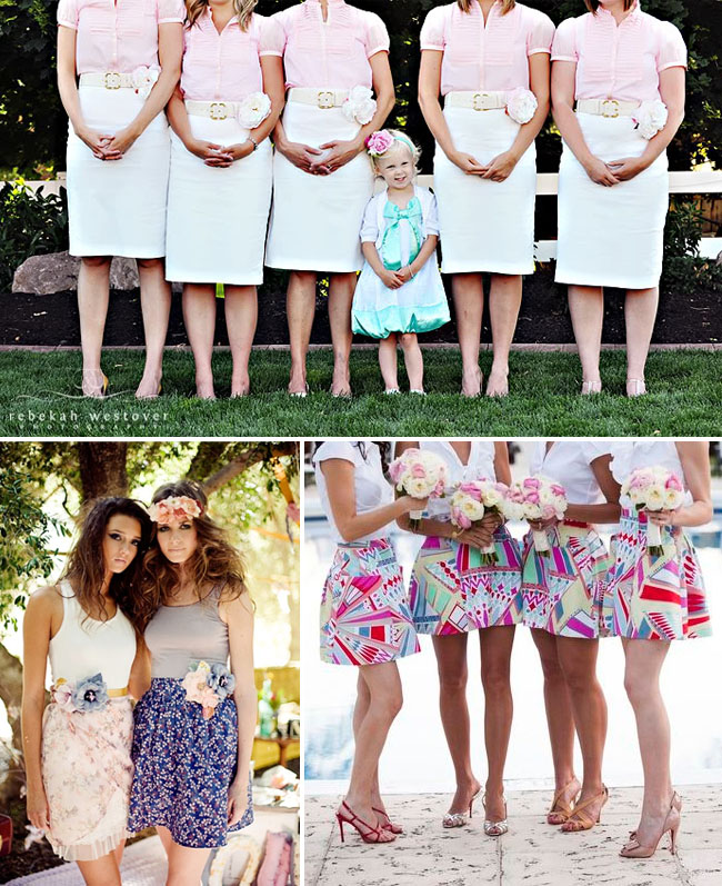 bridesmaids in skirts