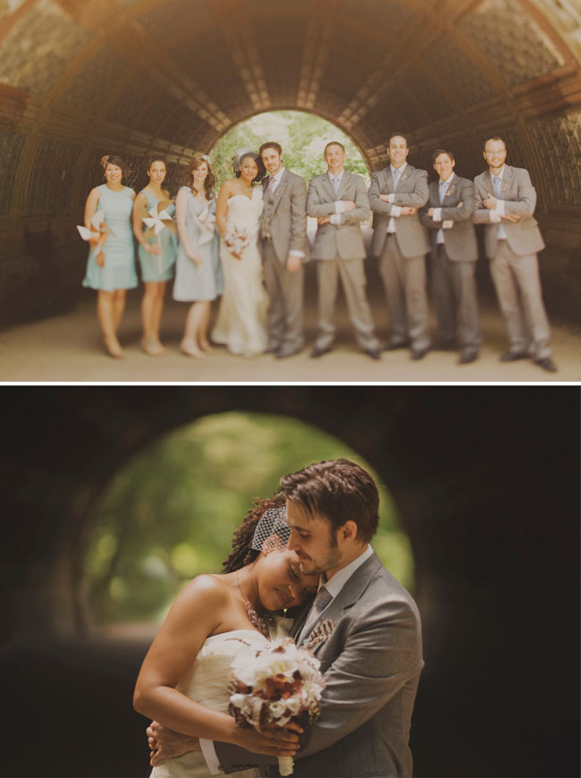bridal party in a tunnel