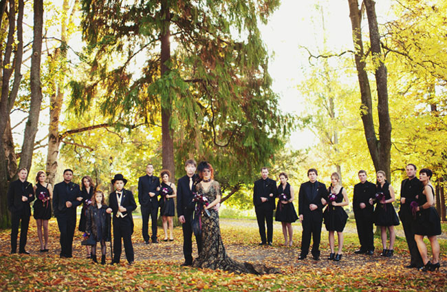 bridal party in all black