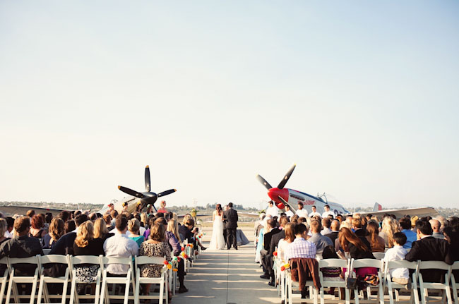 wedding ceremony with airplanes
