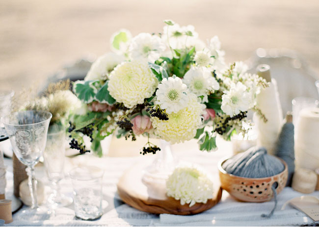 white and green centerpiece