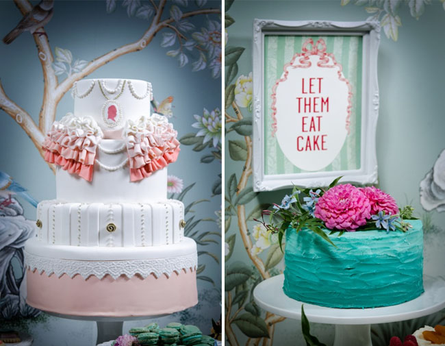 pink rococo wedding cake, ombre wedding cake
