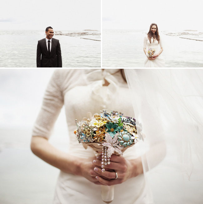 bride and groom, beach