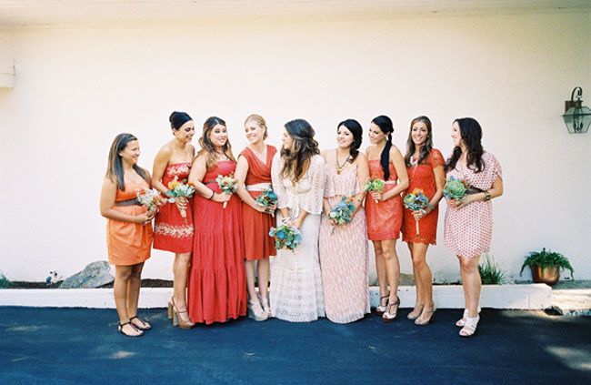 coral  bridesmaid dresses