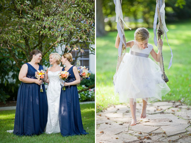 bridesmaids in navy blue dresses