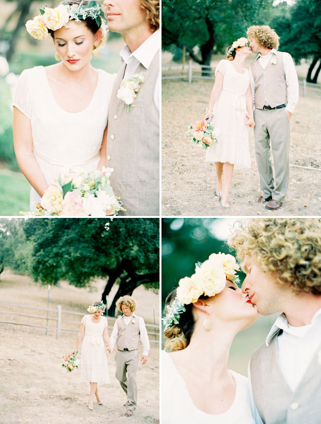 bride in floral hair piece