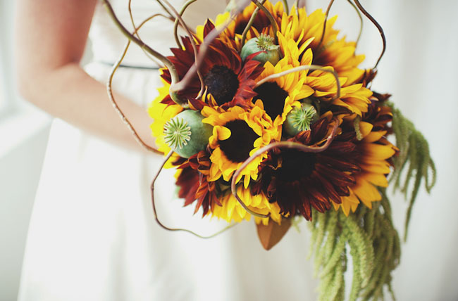 vintage carnival wedding sunflower bouquet