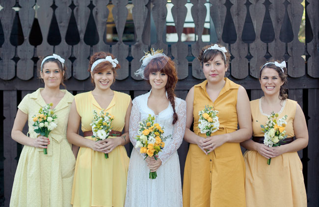 bridesmaids wearing yellow