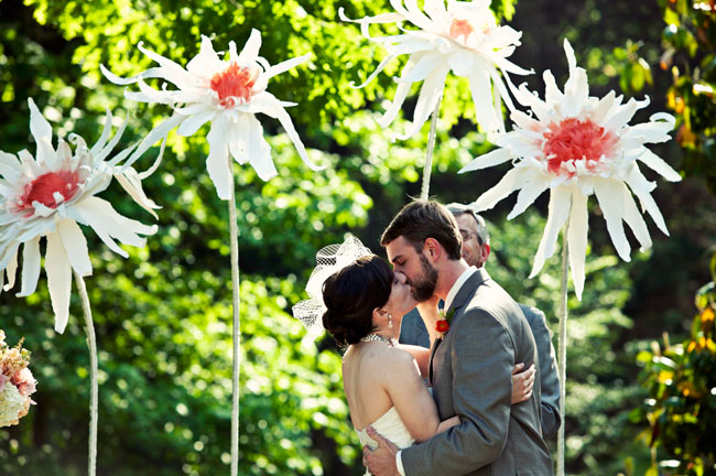 giant paper flowers wedding backdrop ceremony