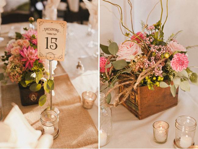 wooden crate centerpieces
