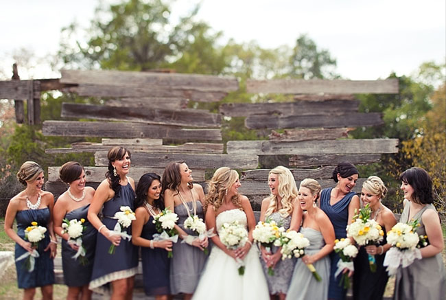 blue and gray bridesmaids