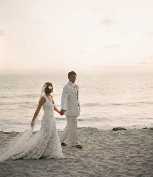 bride and groom beach wedding