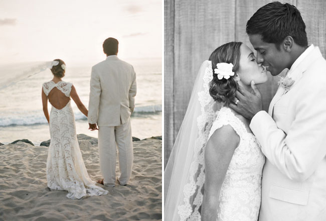 bride and groom beach wedding