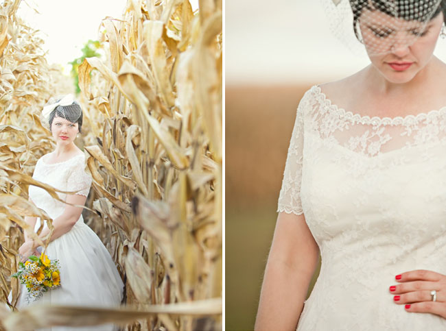 bride in corn field