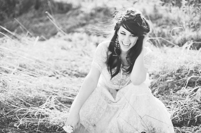 bridal session in a field