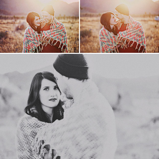engagement photos with blanket