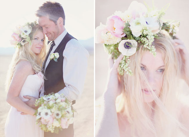 floral crowns pink wedding dress