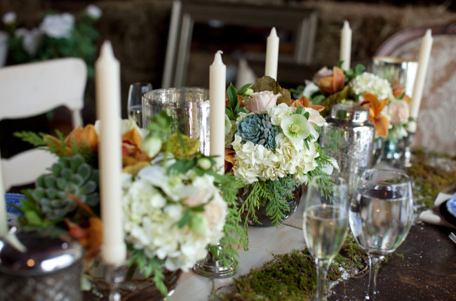 winter tablecape with tall candles