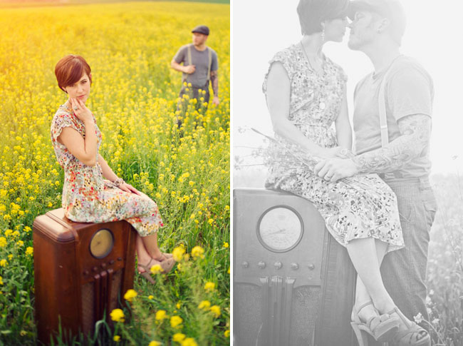 anniversary shoot in a mustard field