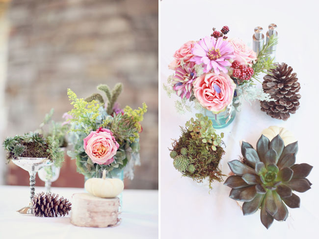 succulent and flower centerpieces