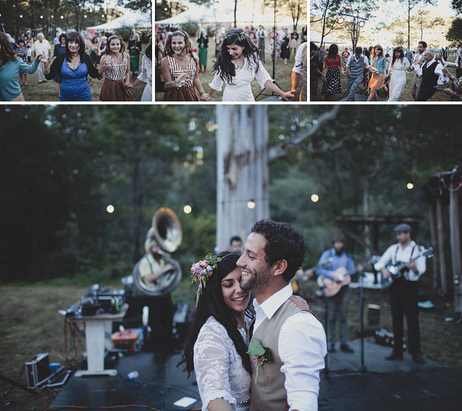 dancing in woods wedding