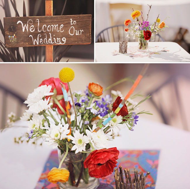 red and orange centerpieces