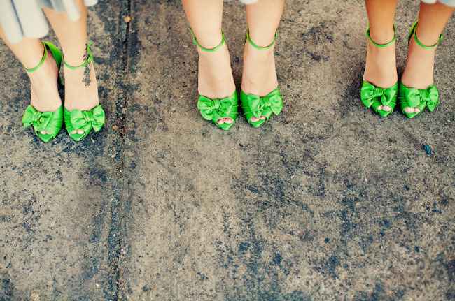 green bridesmaids heels