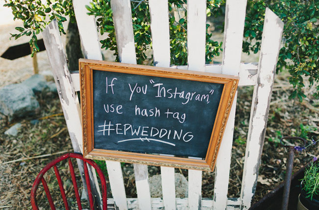 instragram wedding sign hash tag