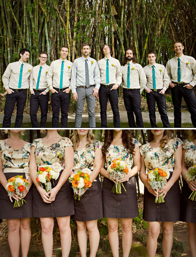 Bridesmaids In Anthropologie Floral Dresses Green Wedding Shoes