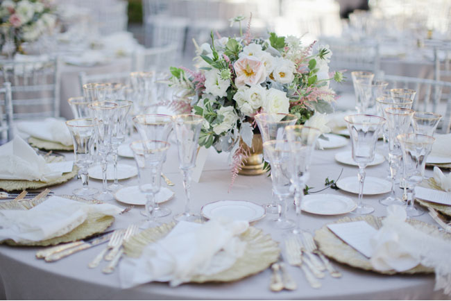 gold and pink centerpieces