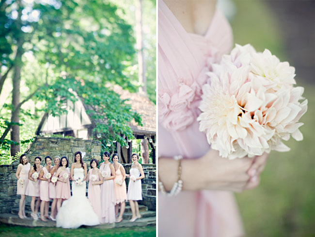 bridal party in pink