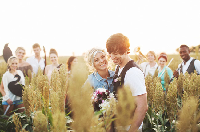 wedding in a field