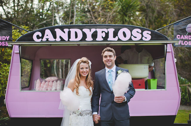 cotton candy bride and groom
