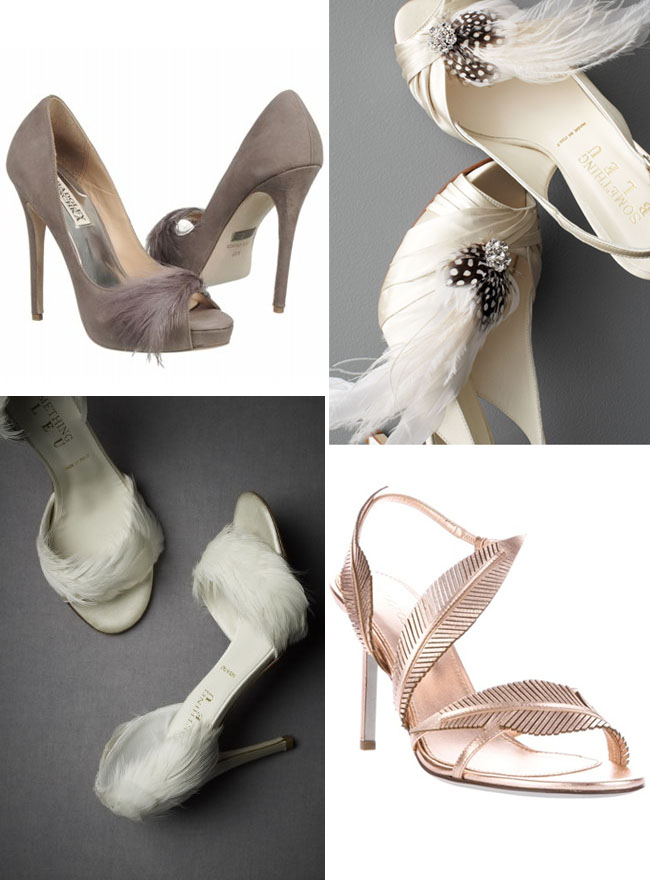 heels with feathers on them