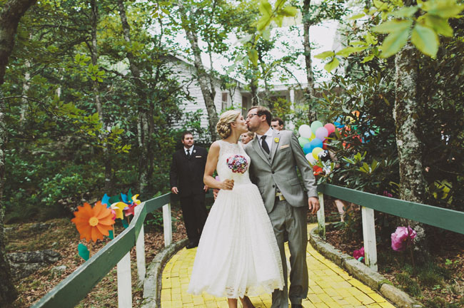 yellow brick road bride and groom