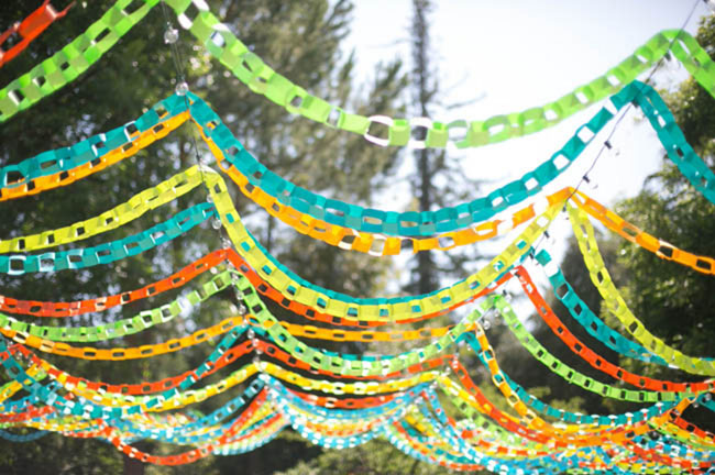 colorful paper chain ceremony decor