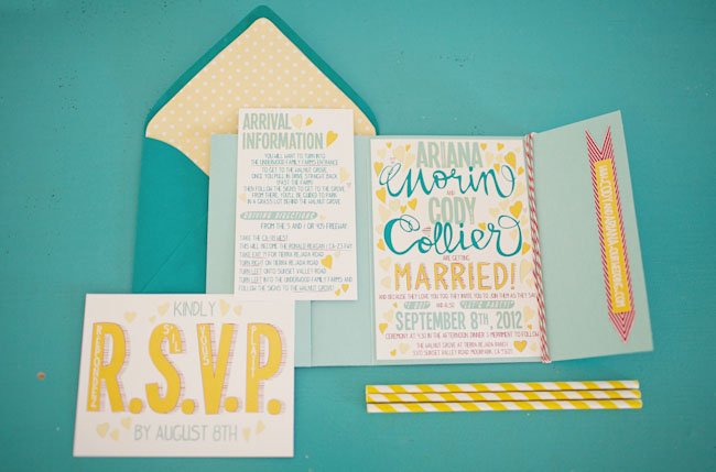 colorful wedding invitation