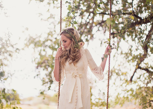 bride on a swing